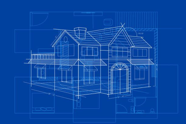 vector illustration of blueprint of building